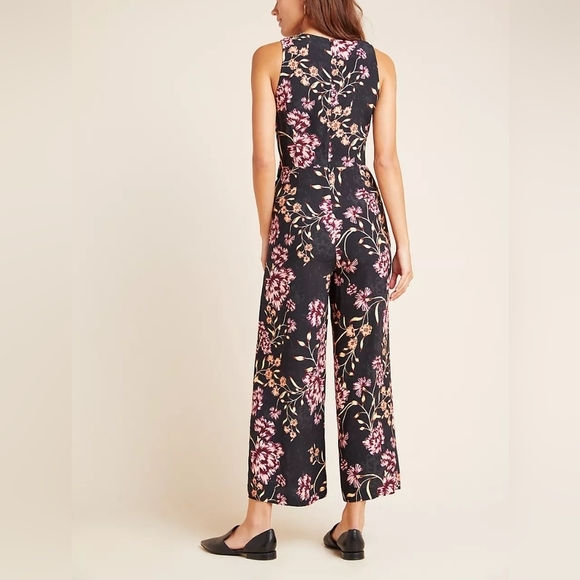 Anthropologie Kachel Floral Wide Leg Tie Wide Leg Jumpsuit - Picture 3 of 8